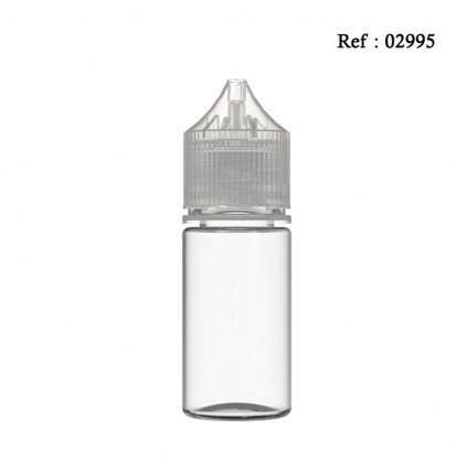 30mL plastic bottle transparent white with secur cap