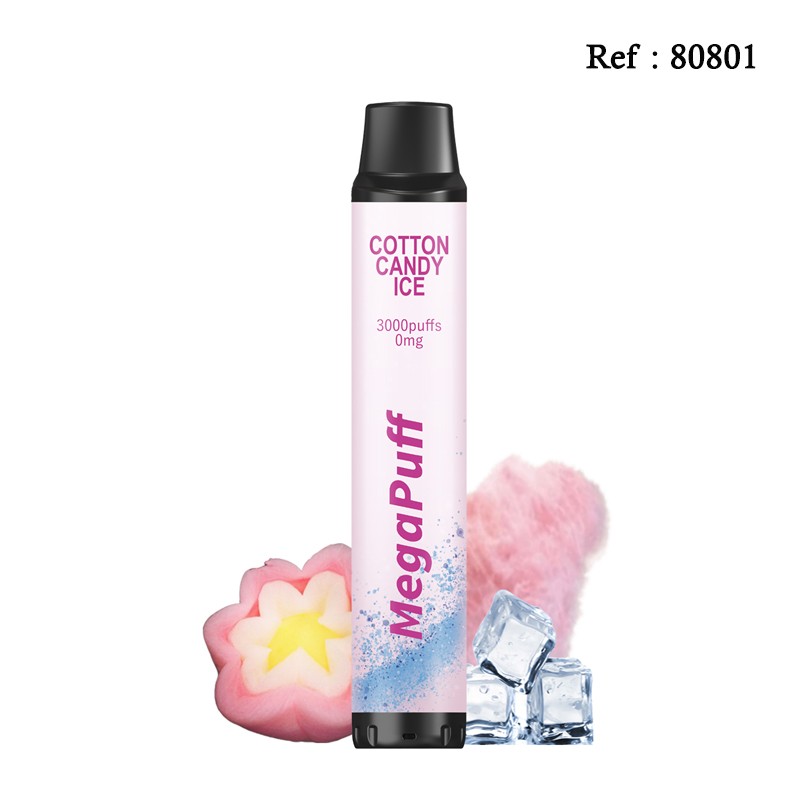 Disposable E-cigarettes Megapuff 0mg/mL Cotton Candy Ice 3000puffs