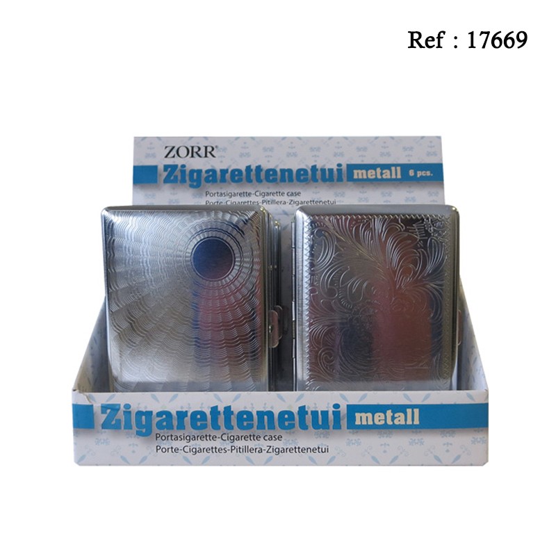 cigarette case métal 100 mm assorted per 6 pcs