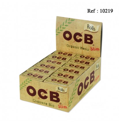 Rolling Paper OCB Slim Chanvre Bio, roller of 4m,display of 24 roller