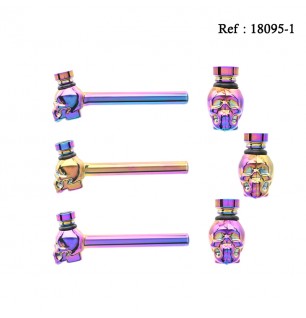 glass tobaccopipe rainbow assorted per 24 pcs