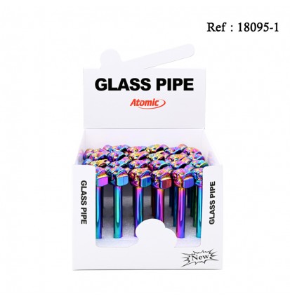 Pipe en Verre Crâne Rainbow assortis, display de 24