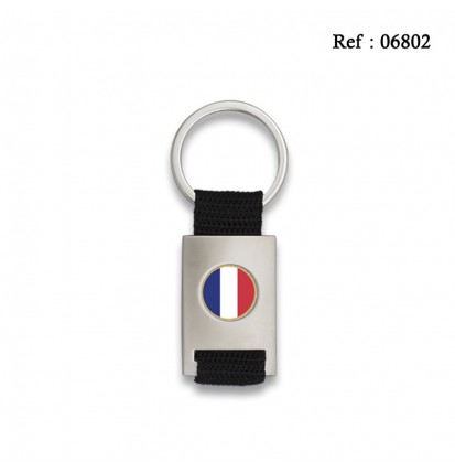 key ring metal silver French Flag