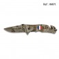 Couteau FOS Tactique CAMO Sable, Ecusson Drapeau Francais 8 cm, clip