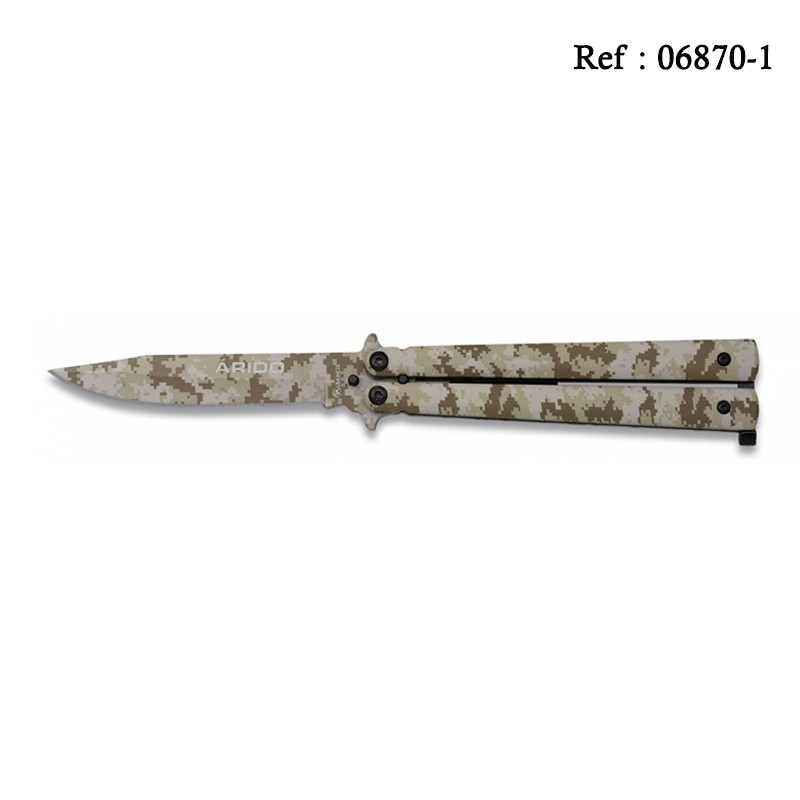 Couteau Papillon 9.5 cm Camo Sable Aride