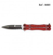 Couteau Papillon 10.2 cm Rouge, lame noire