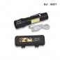 Flashlight Black refillable 9.3 cm with USB cable and clip