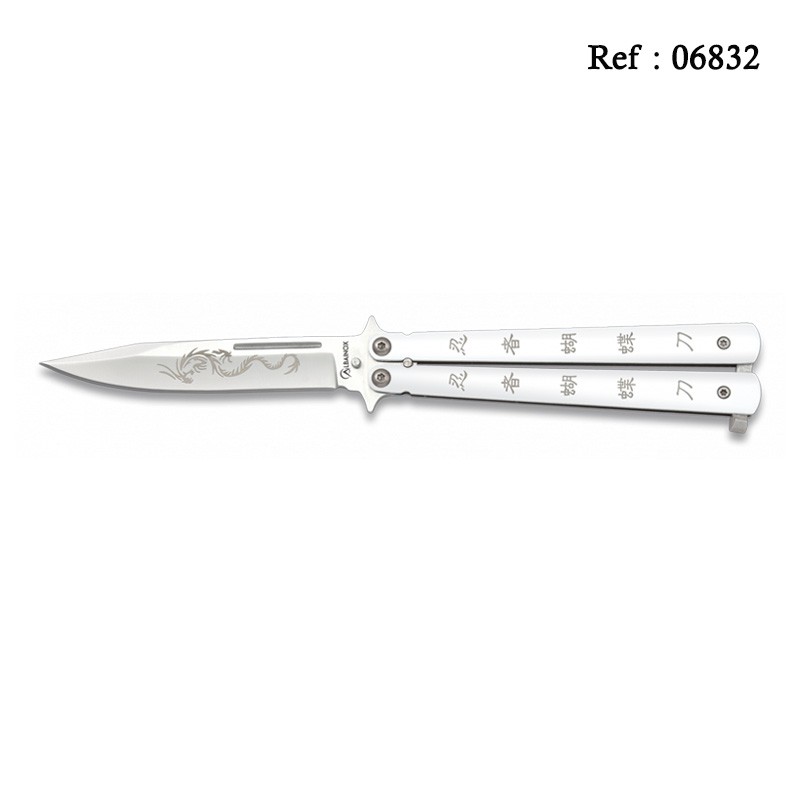 Knife Papillon 10.5 cm Ninja Dragon White