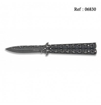 Knife Papillon 10.5 cm Skulls stone finish