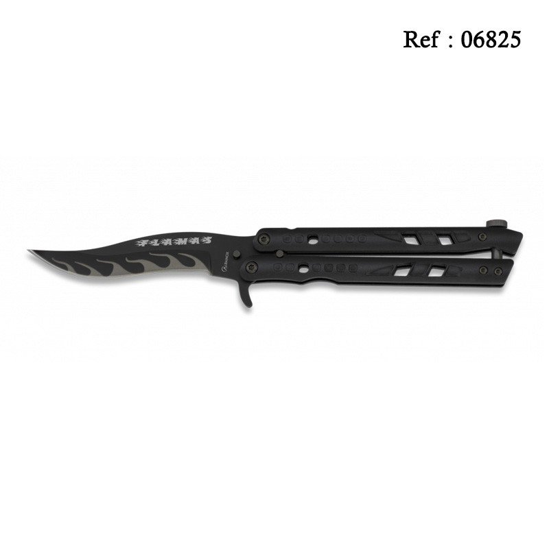 Knife Papillon 9.2 cm Flamas Black