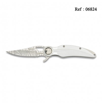 Couteau FOS 8.5 cm Aigle Argent Mat, avec clip