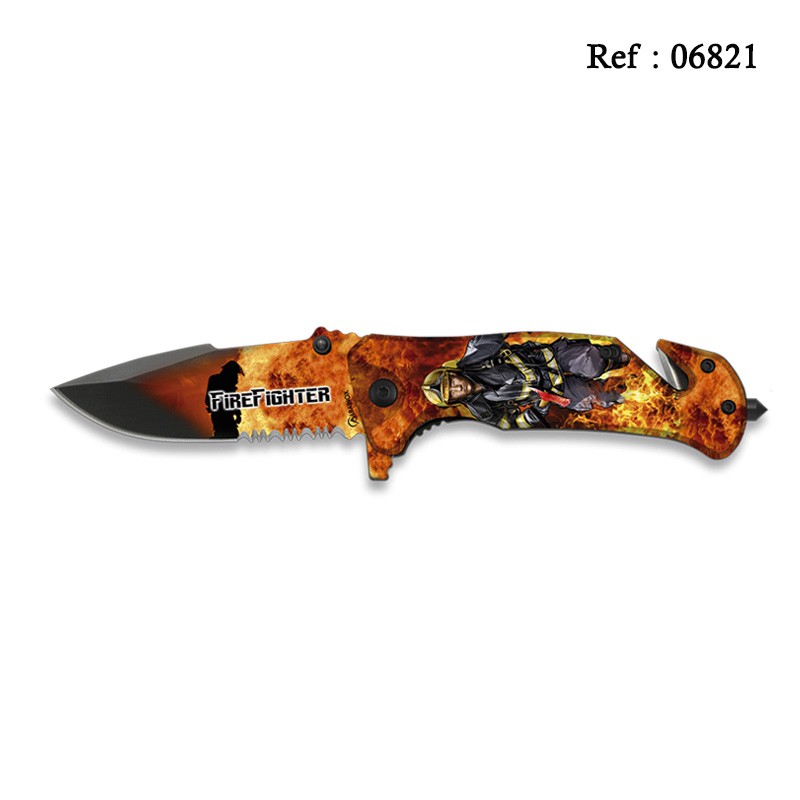 Knife FOS 8 cm Firefighter 3 D, with clip