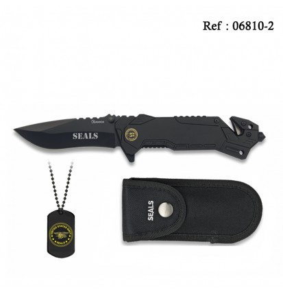 Knife 8 cm Seals Black with nylon black pouch