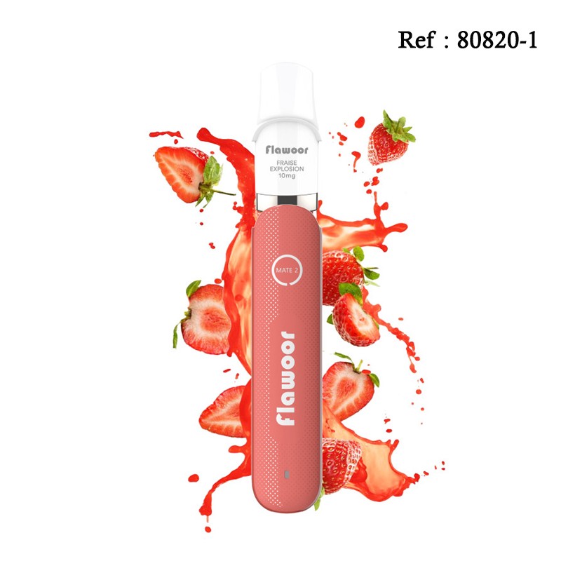 Kit Puff Flawoor Mate 2 rechargeable - Fraise explosion 10mg/mL