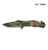 Couteau FOS CAMO Vert Camouflage 8 cm Drapeau Portugais