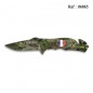 Couteau FOS CAMO Vert Camouflage, Ecusson Drapeau Francais 8 cm