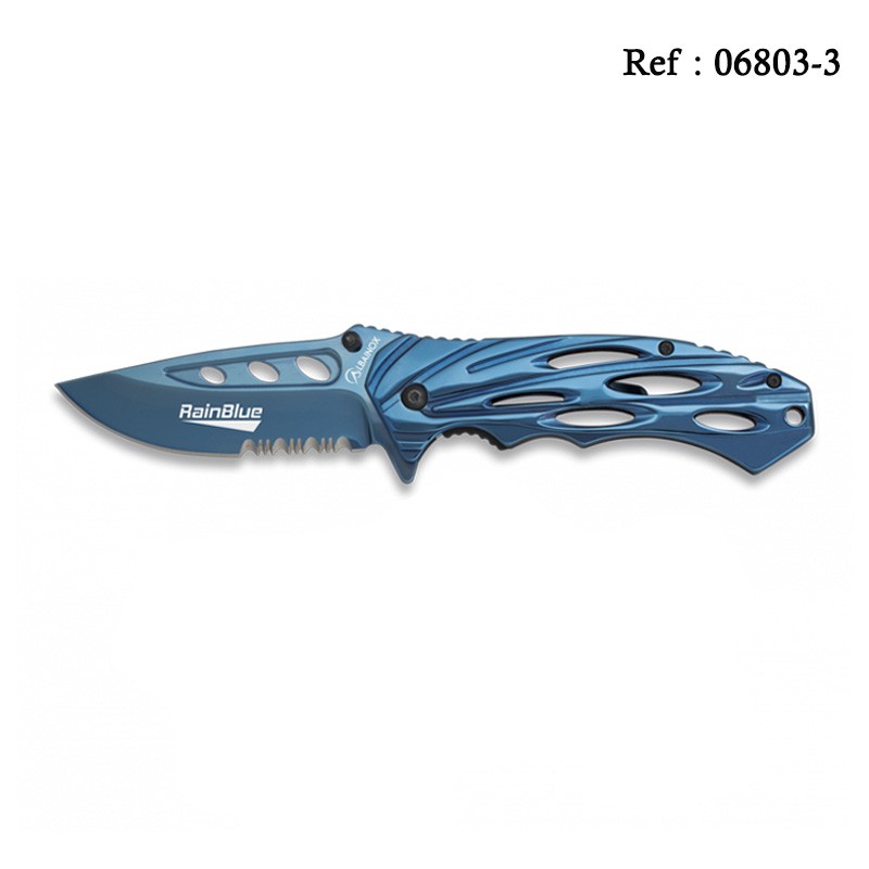 Couteau 8.5 cm Rainblue, avec clip et étui feutrine