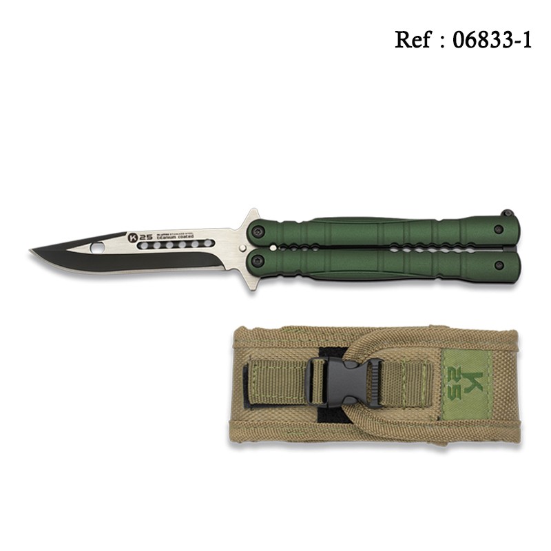 Knife Papillon 10.3 cm K25 Green with nylon pouch