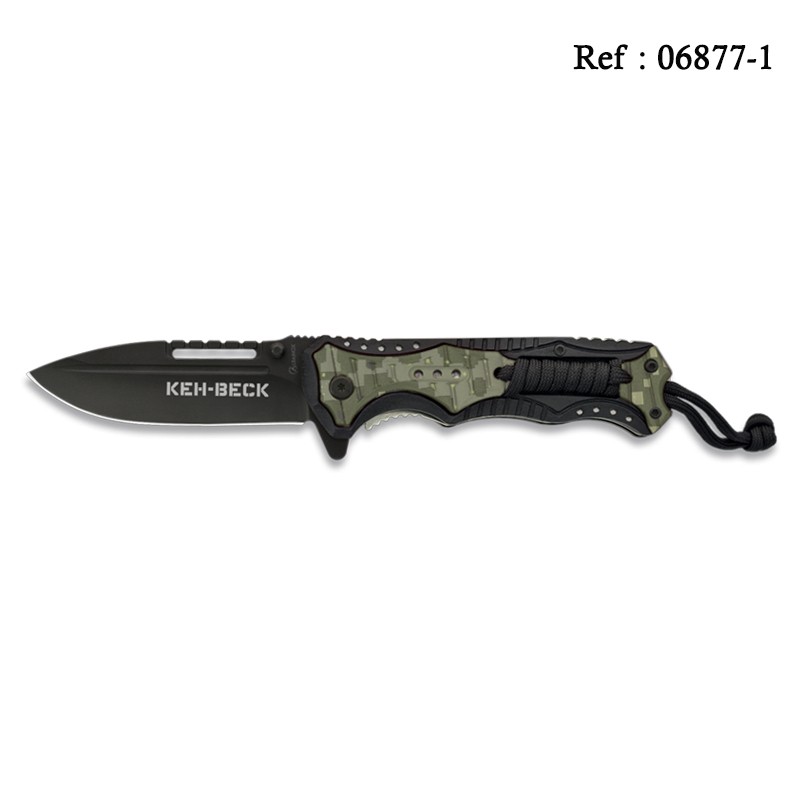 Couteau Keh-Beck 9 cm Noir/Vert, avec clip