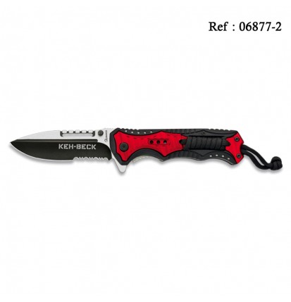 Couteau Keh-Beck 9 cm Noir/Rouge, avec clip