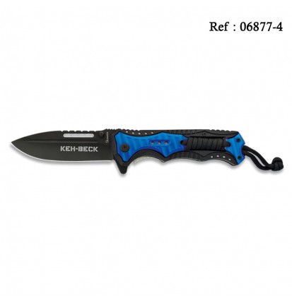 Couteau Keh-Beck 9 cm Noir/Bleu, avec clip