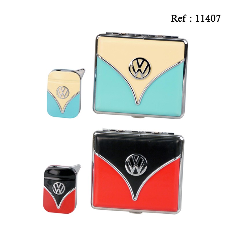 Cigarete case with lighter VW 2 colors assorted in gift box, per 3pcs