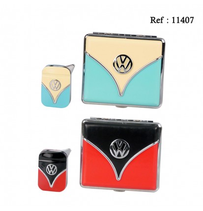 Cigarete case with lighter VW 2 colors assorted in gift box, per 3pcs