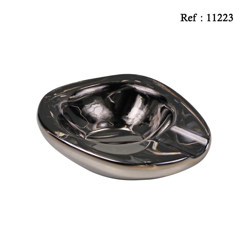 Cigar ashtray crystal glass oval grey 1 rest