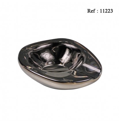 Cigar ashtray crystal glass oval grey 1 rest