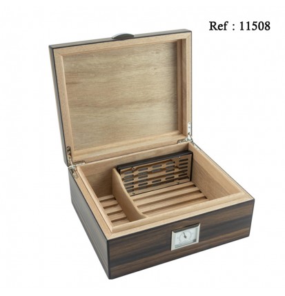 Humidor with pattern Leaf for 25 cigars with humidifier and hygromete