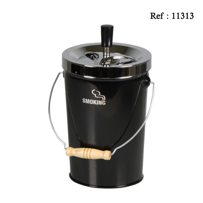 Bucket spinning ashtray Smoking Black H. 20 cm