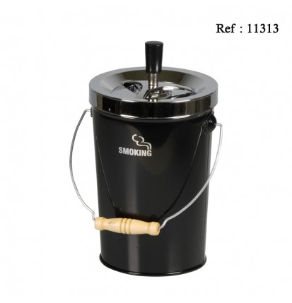 Bucket spinning ashtray Smoking Black H. 20 cm