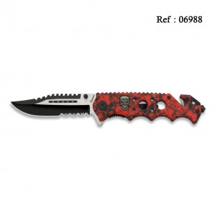 Couteau FOS Crane Rouge/noir 8.9 cm, avec clip