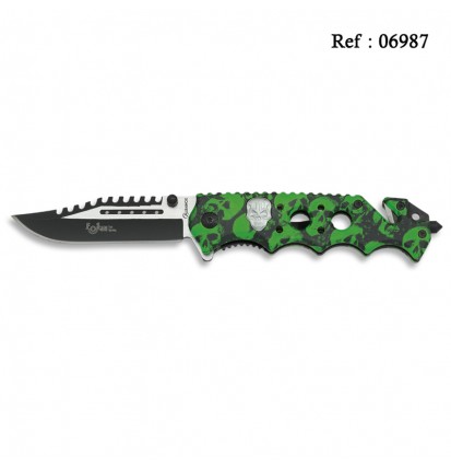 Fos knife Skull Green/Black 8.9 cm