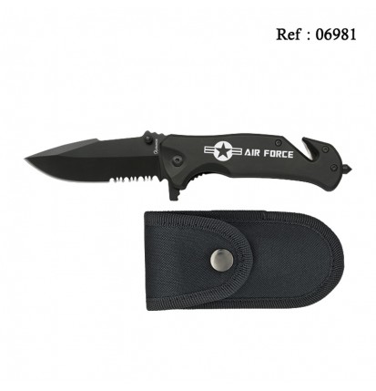 air force knife black 8 cm with nylon sleeve