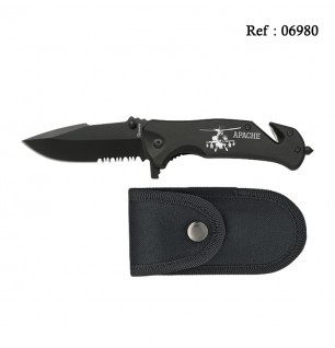 helicopter apache knife black 8cm with nylon sleeve