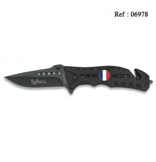 knife FOS Black with french flag 8.3 cm with clip