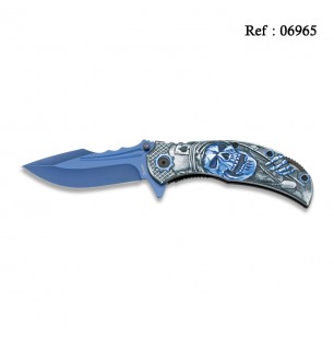 knife blue skulls 3D 9 cm