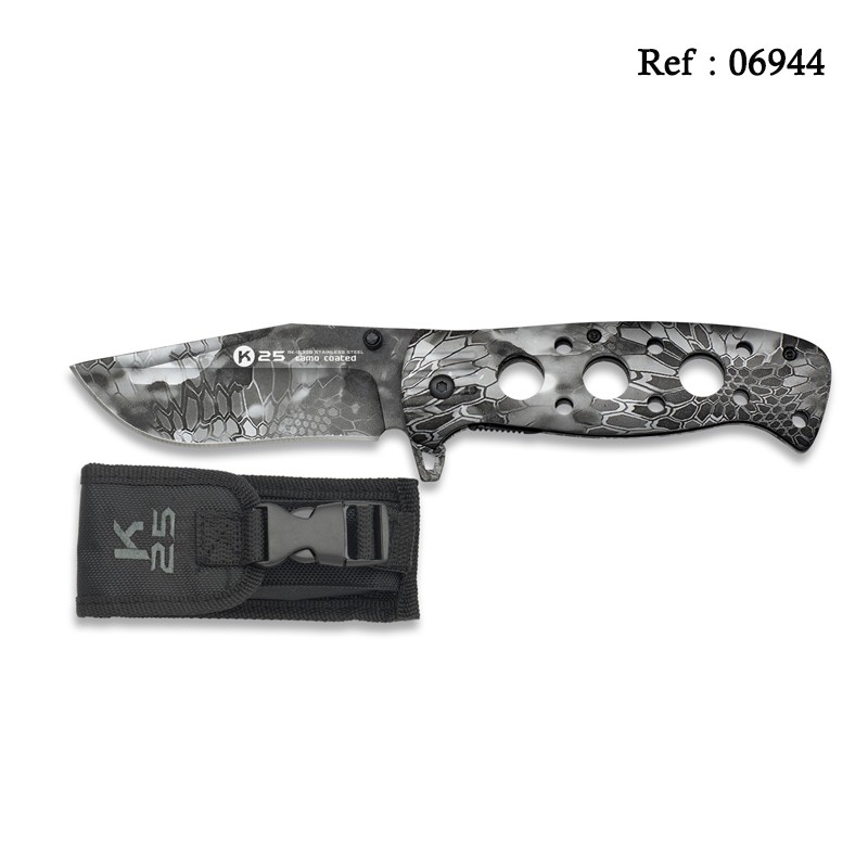 Couteau Tactique Python K25 lame pliante 8.6 cm, en étui