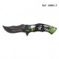 Knife 3D 8.4 cm Skull Black/Green with clip