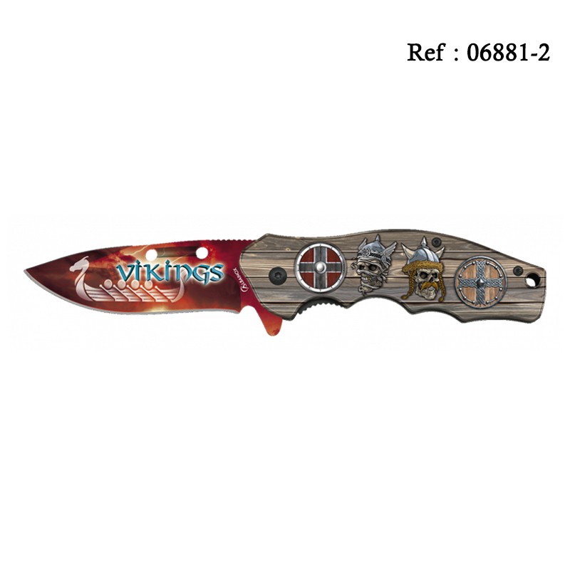 Knife Vikings 8.4 cm Wood/Red with clip