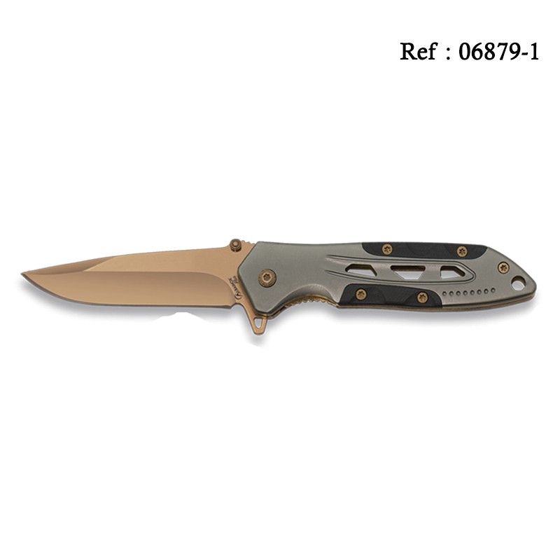 Knife FOS 7.5 cm Steel and Titanium coated with black pouch