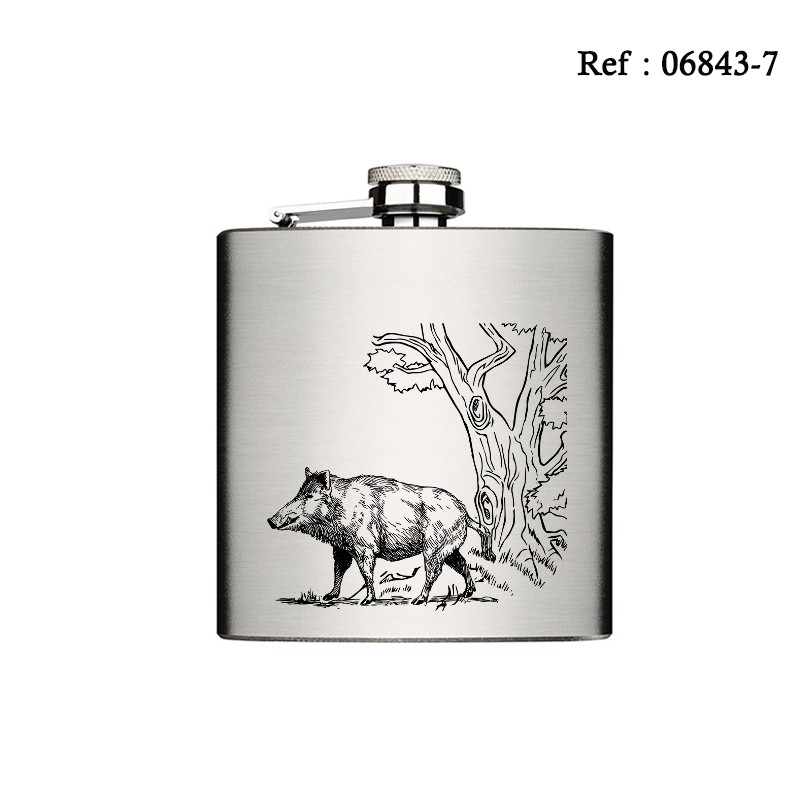 Stainless Steel Flash 120 ML 4 Oz engraving Wild Boar