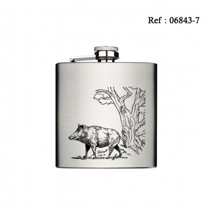 Stainless Steel Flash 120 ML 4 Oz engraving Wild Boar