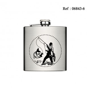 Stainless Steel Flash 120 ML 4 Oz engraving Fisherman