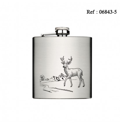 Stainless Steel Flash 120 ML 4 Oz engraving Deer