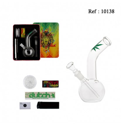 giftset bong Leaf 18 cm Ø 24 mm with accessories