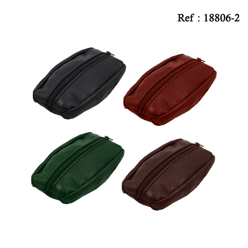 Porte Monnaie Cuir Agneau Oval Coloris assortis par 12 pcs