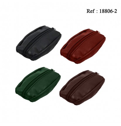 Porte Monnaie Cuir Agneau Oval Coloris assortis par 12 pcs