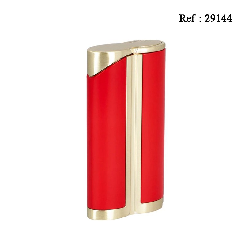 Briquet ADORINI jet flame curve Rouge/Doré, avec emporte pièce